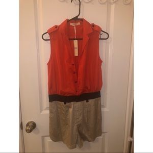 Romper- Red, Black, & Beige